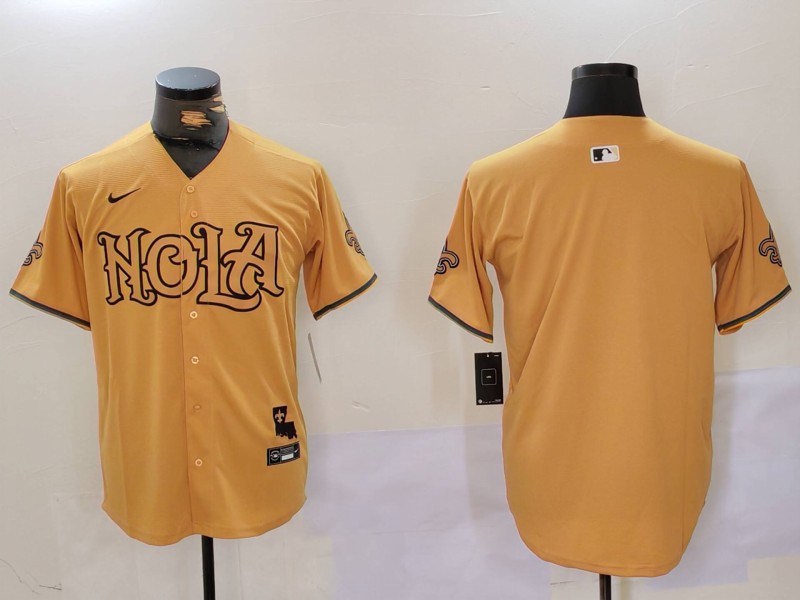 Men New Orleans Saints Blank Yellow Joint Name 2024 Nike Limited NFL Jersey style 912
